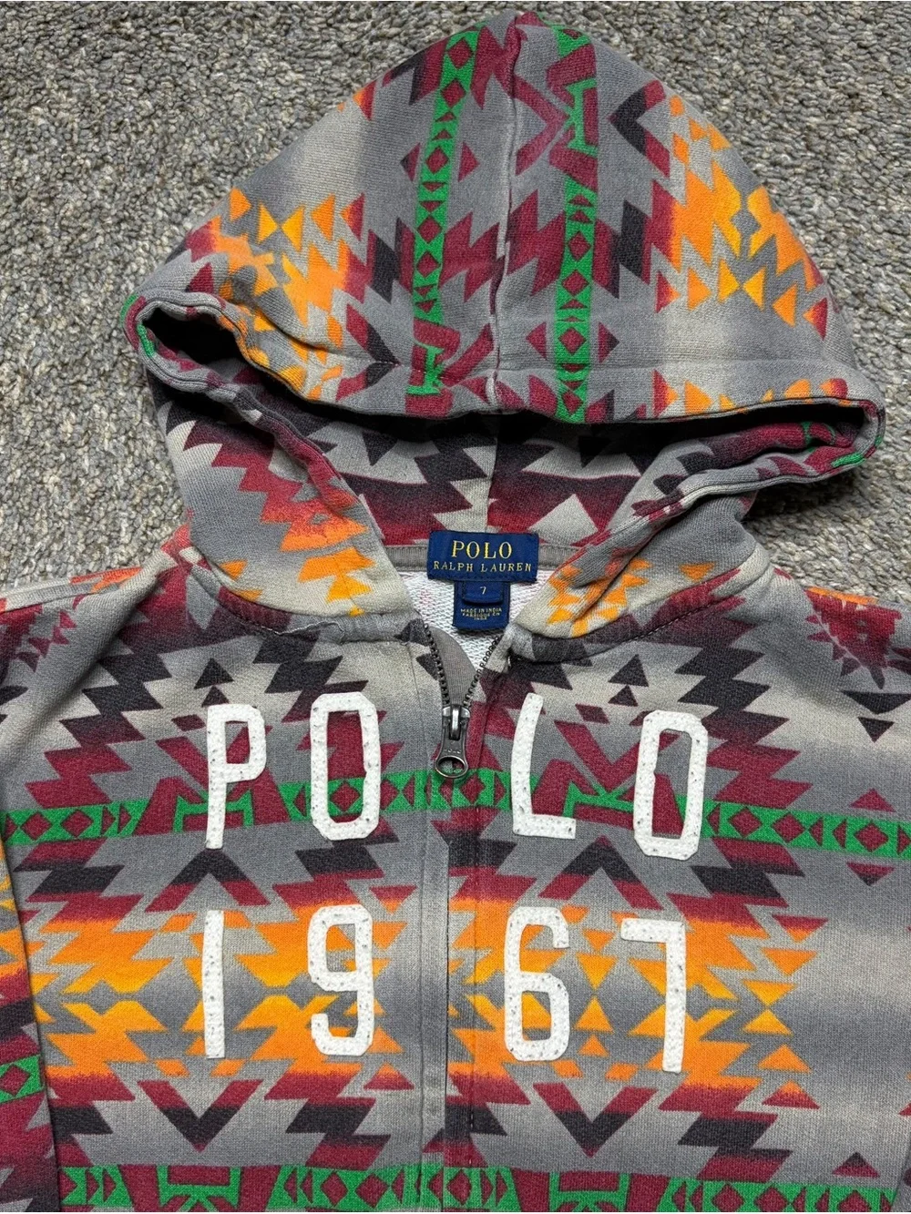 Polo Ralph Lauren Kids Full Zip Sweater Southwestern Pattern size 7